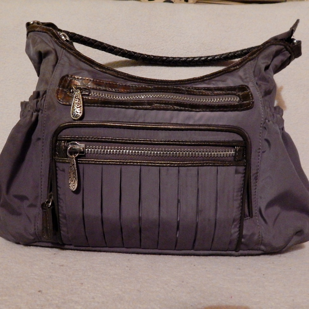 "BRIGHTON"  grey nylon hand bag.